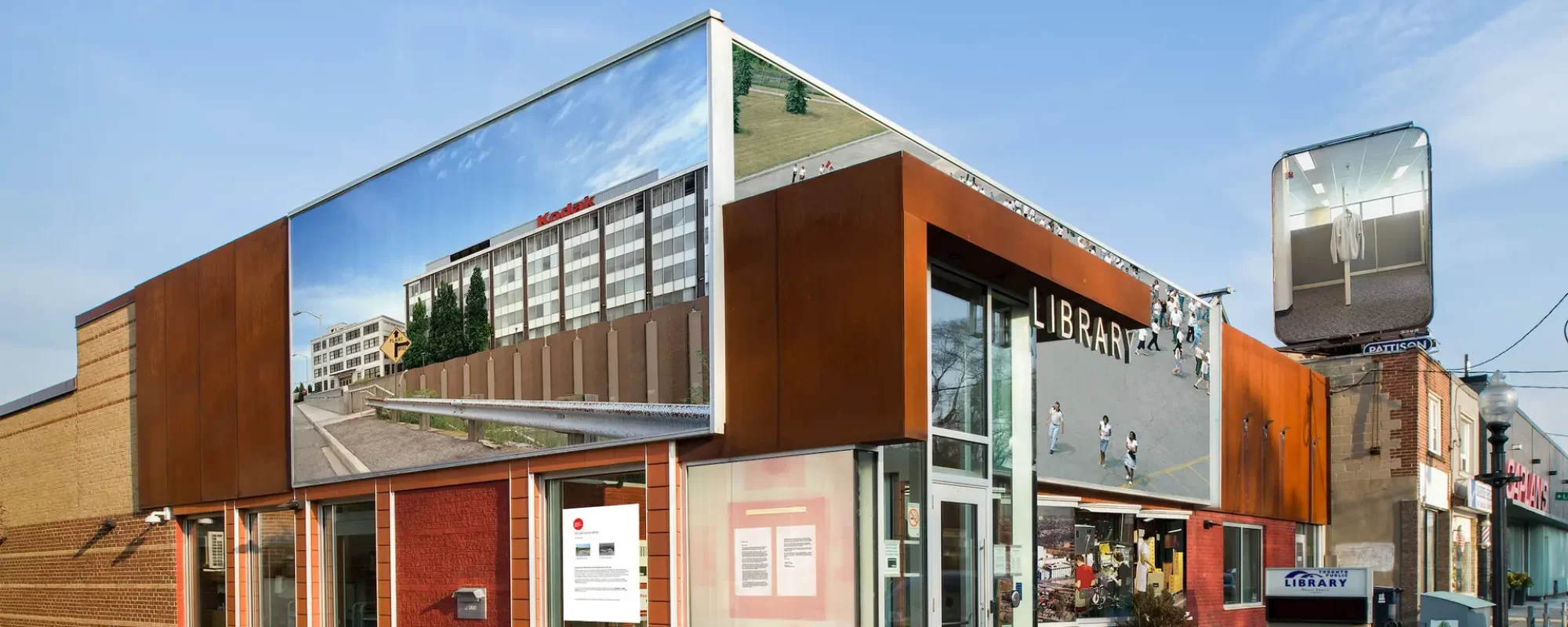 The Last Day of Work, West and South Facade, Mount Dennis Library, 2023