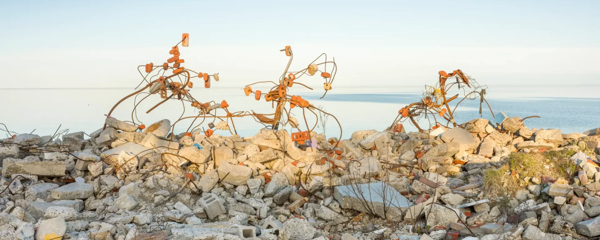 Constructions of brick and rebar, Lighthouse Point, 2019